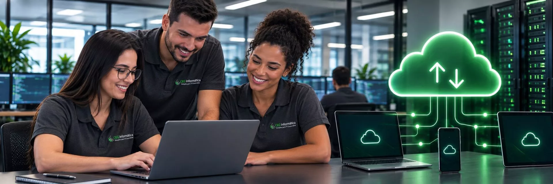 Técnico dando suporte a um colaborador na empresa